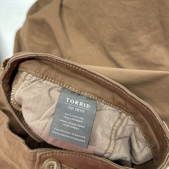 Torrid Crop Skinny Chino Stretch Twill Mid Rise Pants Brown New Plus Size 28 - Picture 8 of 9